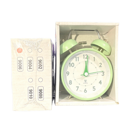 Premium Metal Double Bell Alarm Clock – Light Green Color