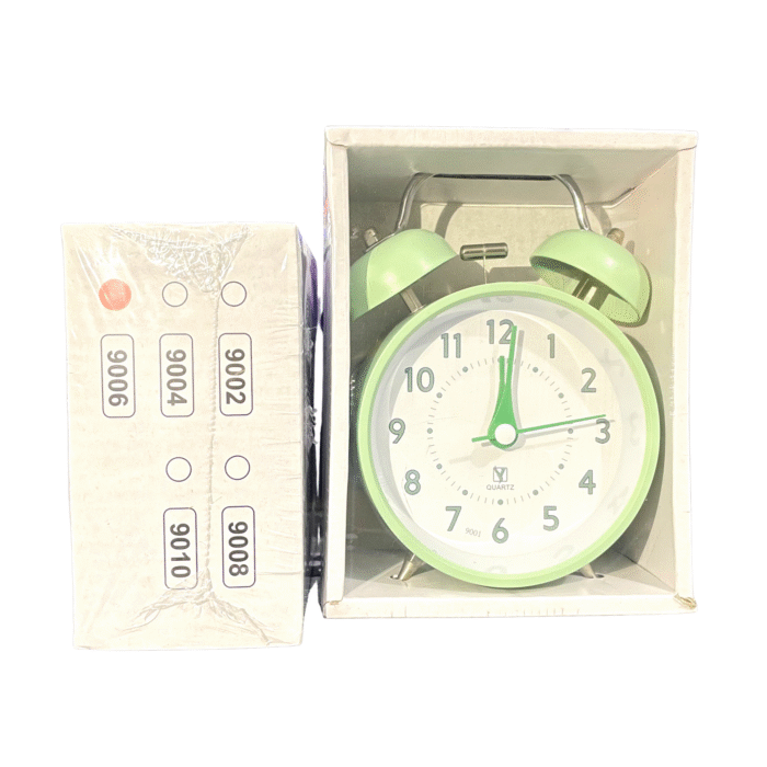 Premium Metal Double Bell Alarm Clock – Light Green Color - Image 1