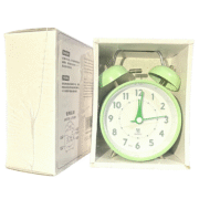 Premium Metal Double Bell Alarm Clock – Light Green Color - Image 3