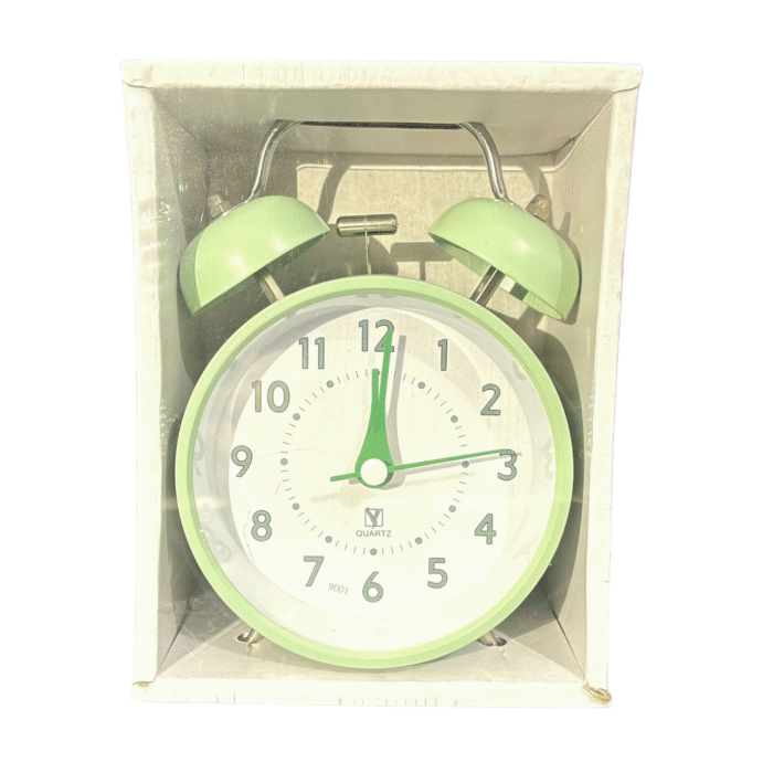 Premium Metal Double Bell Alarm Clock – Light Green Color - Image 2